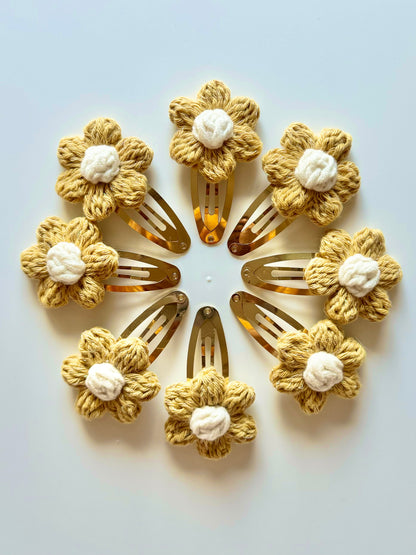 Daffodil Crochet Hair Clip Set