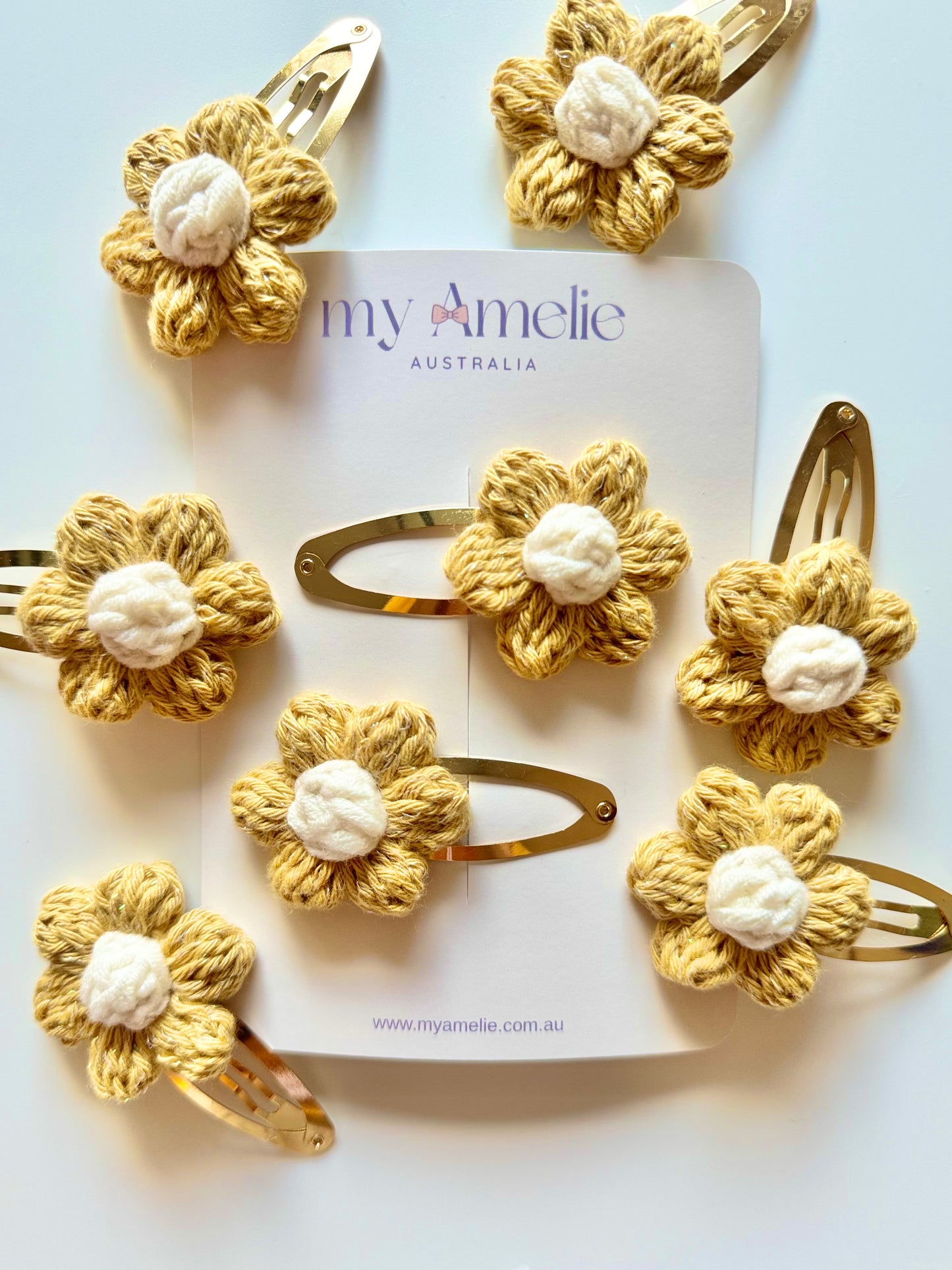 Daffodil Crochet Hair Clip Set