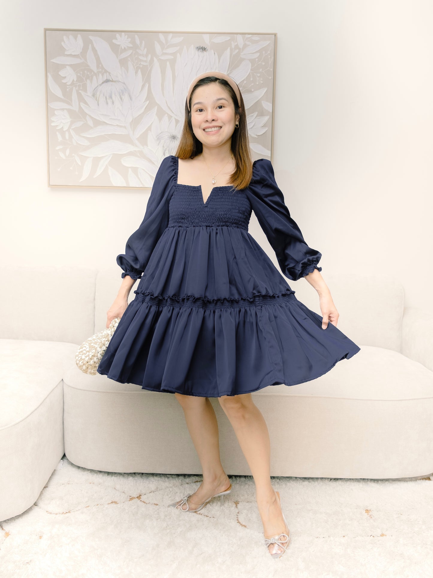 Silk Celine Mum and Mini Matching Dress (Blue)