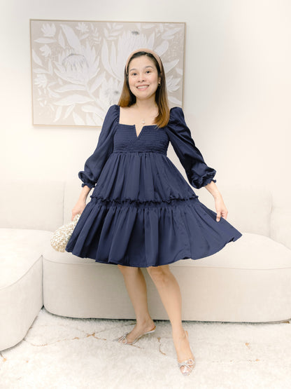 Silk Celine Mum and Mini Matching Dress (Blue)