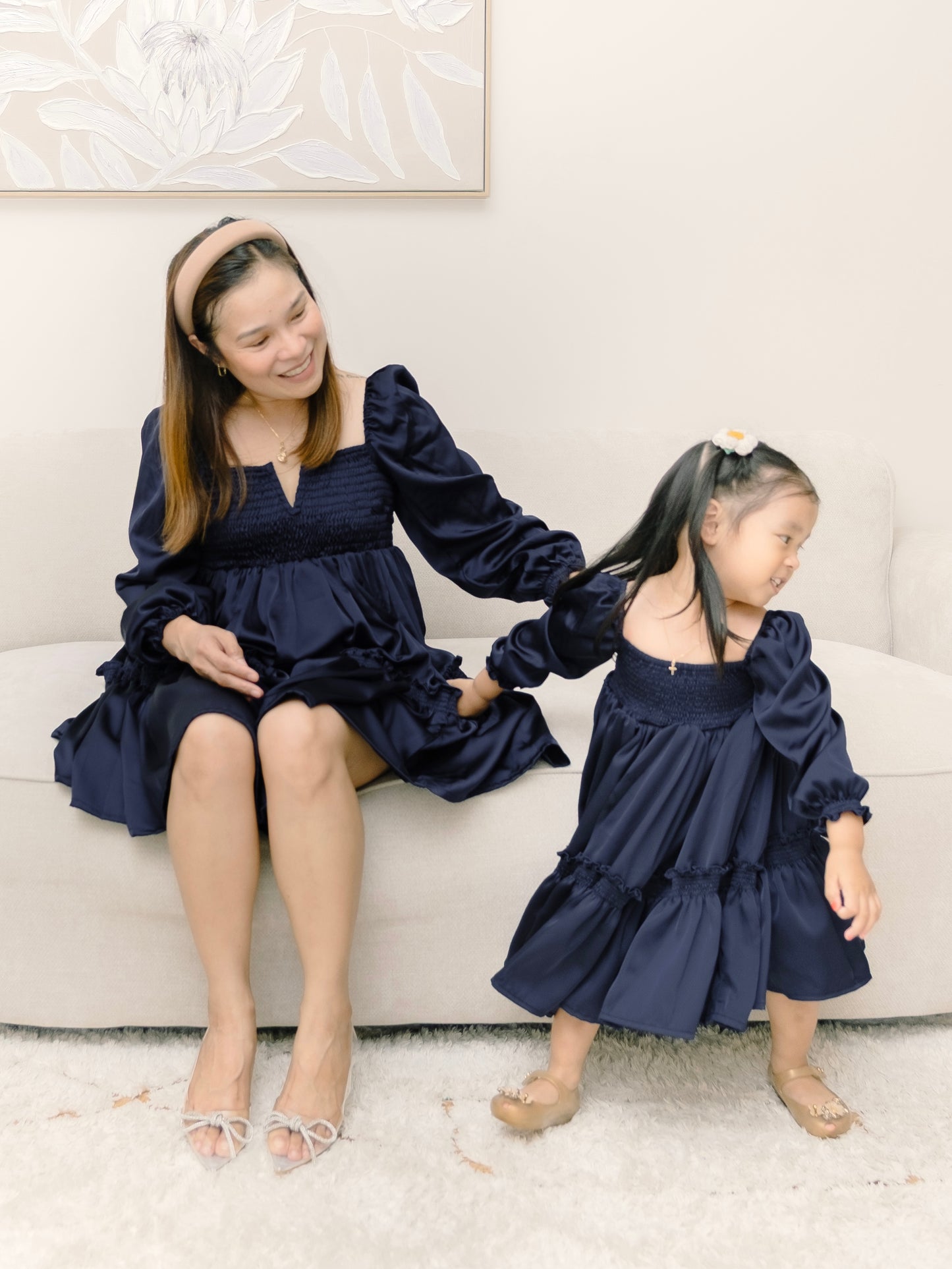 Silk Celine Mum and Mini Matching Dress (Blue)