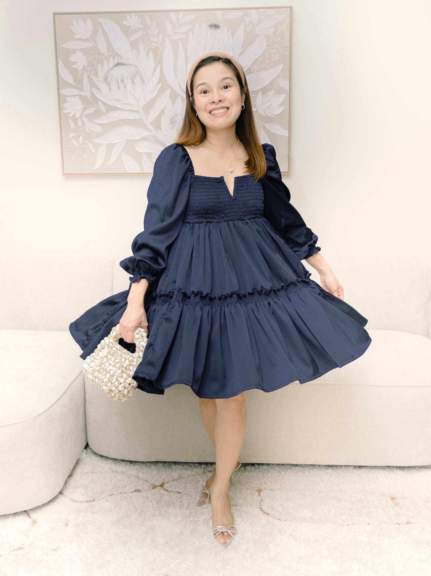 Silk Celine Mum and Mini Matching Dress (Blue)