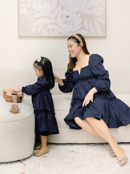Silk Celine Mum and Mini Matching Dress (Blue)