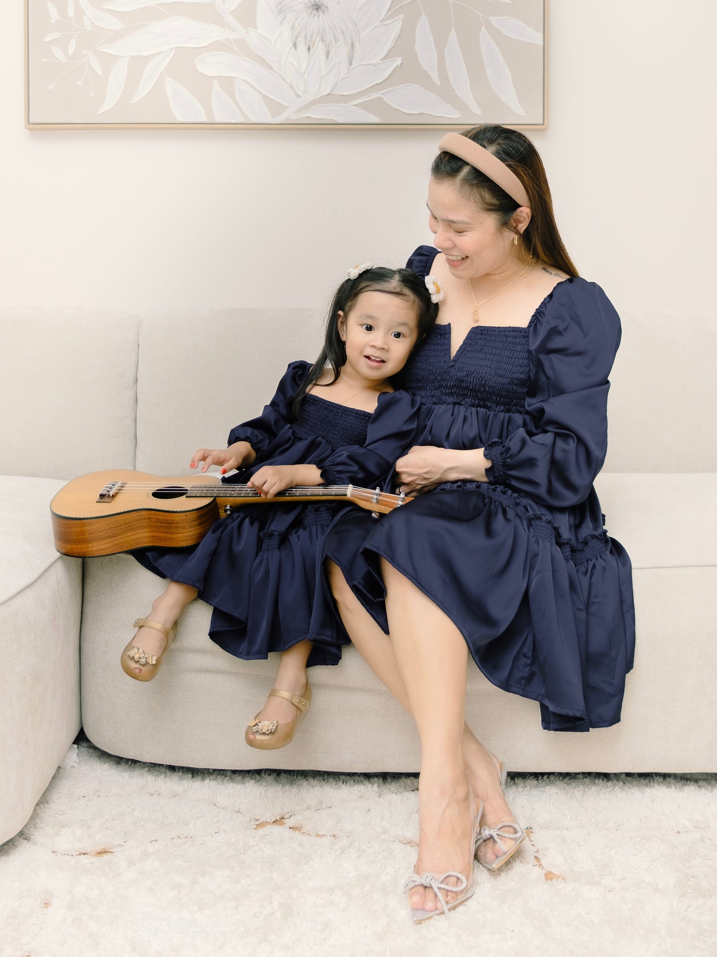 Silk Celine Mum and Mini Matching Dress (Blue)