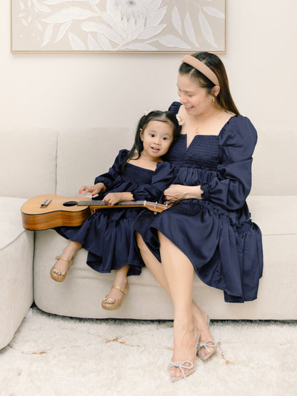Silk Celine Mum and Mini Matching Dress (Blue)