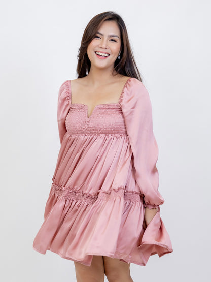 Silk Celine Mum & Mini Matching Dress (Pink)