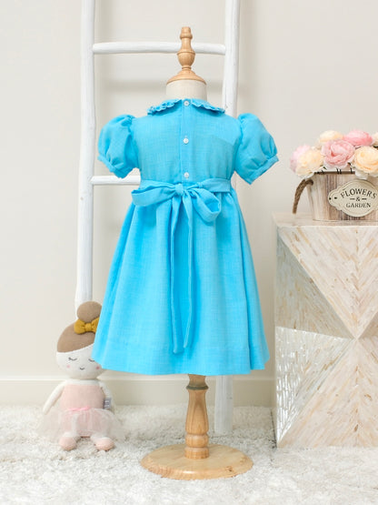 Aqua Hand-Smocked Dress