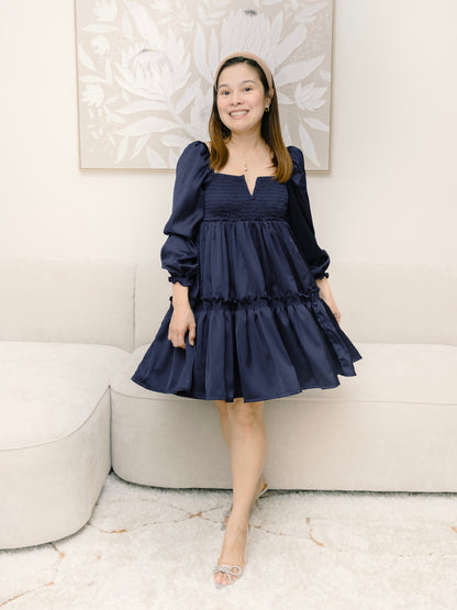 Silk Celine Mum and Mini Matching Dress (Blue)