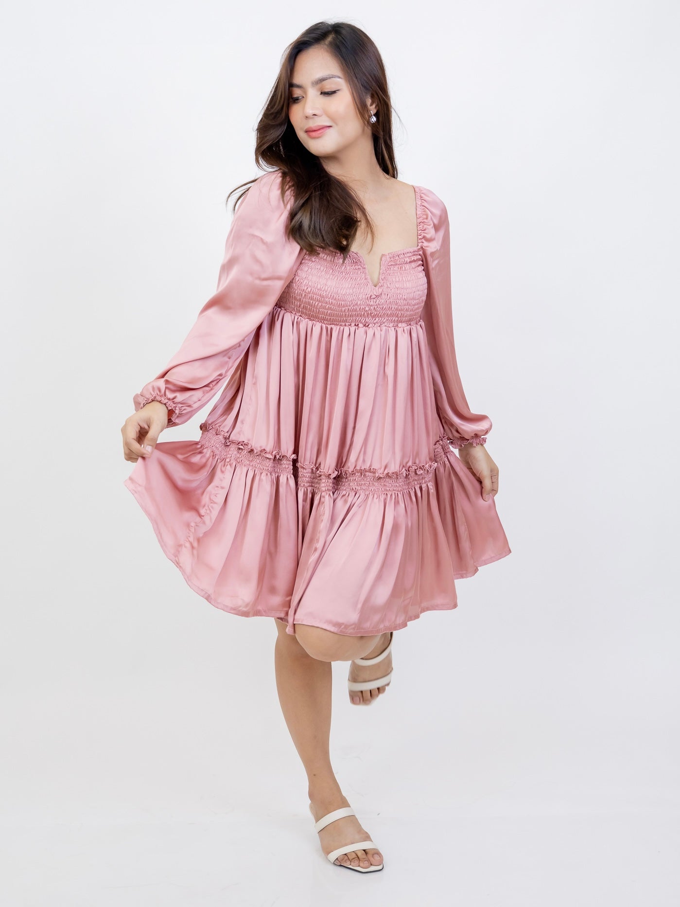 Silk Celine Mum & Mini Matching Dress (Pink)