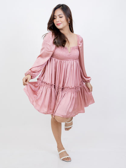 Silk Celine Mum & Mini Matching Dress (Pink)