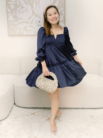 Silk Celine Mum and Mini Matching Dress (Blue)